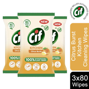 3pk Cif Power & Shine Biodegradable Wipes, 80 Sheets