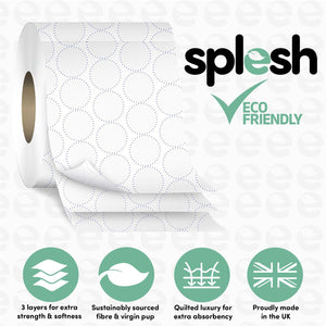 Splesh Toilet Roll, Soft & Quilted Eco-Friendly, White, 60 Rolls