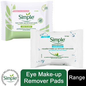3x of 30 Pads Simple Eye Make-Up Remover Eye Pads, Choose Your Fragrance