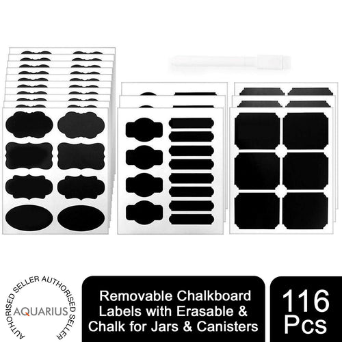 116Pcs Removable Chalkboard Labels with Erasable & Chalk for Jars & Canisters