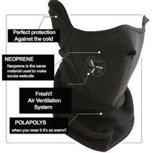 Load image into Gallery viewer, Thermal Neoprene Ski Biker Face And Neck Mask Warmer &amp; Light Weight Cover -Black