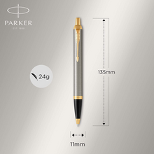 Load image into Gallery viewer, Parker IM Ballpoint Pen Brushed Metal Medium Point Blue Ink Gift Box
