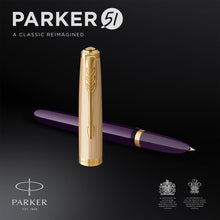 Load image into Gallery viewer, Parker 51 Fountain Pen Delux Black Fine 18k Gold Nib Black Ink in Gift Box
