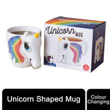 Load image into Gallery viewer, Adorable Magically Colour Changing Unicorn 3D Face &amp; Horn Shaped Mug - 300 ml
