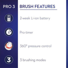 Load image into Gallery viewer, Oral-B Pro 3 Electric Toothbrush with Smart Pressure Sensor 3500, Black or Pink