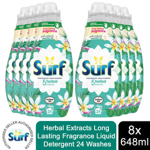 4x or 8x (96W or 192W) Surf Long Lasting Fragrance Liquid Detergent 24W, 648ml