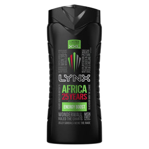 Lynx Energy Boost Shower Gel Bodywash, Africa, 3 or 6 Pk, 500ml