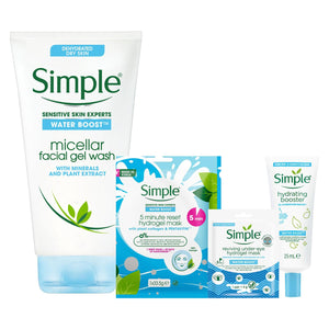 Simple Water Boost Bundle of Hydrating Sheet Mask, Micellar Water & Night Cream