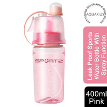 Load image into Gallery viewer, SportZ Leak Proof Travel Water Bottle with Spray Function - 400ml (Pink | Blue | Green)