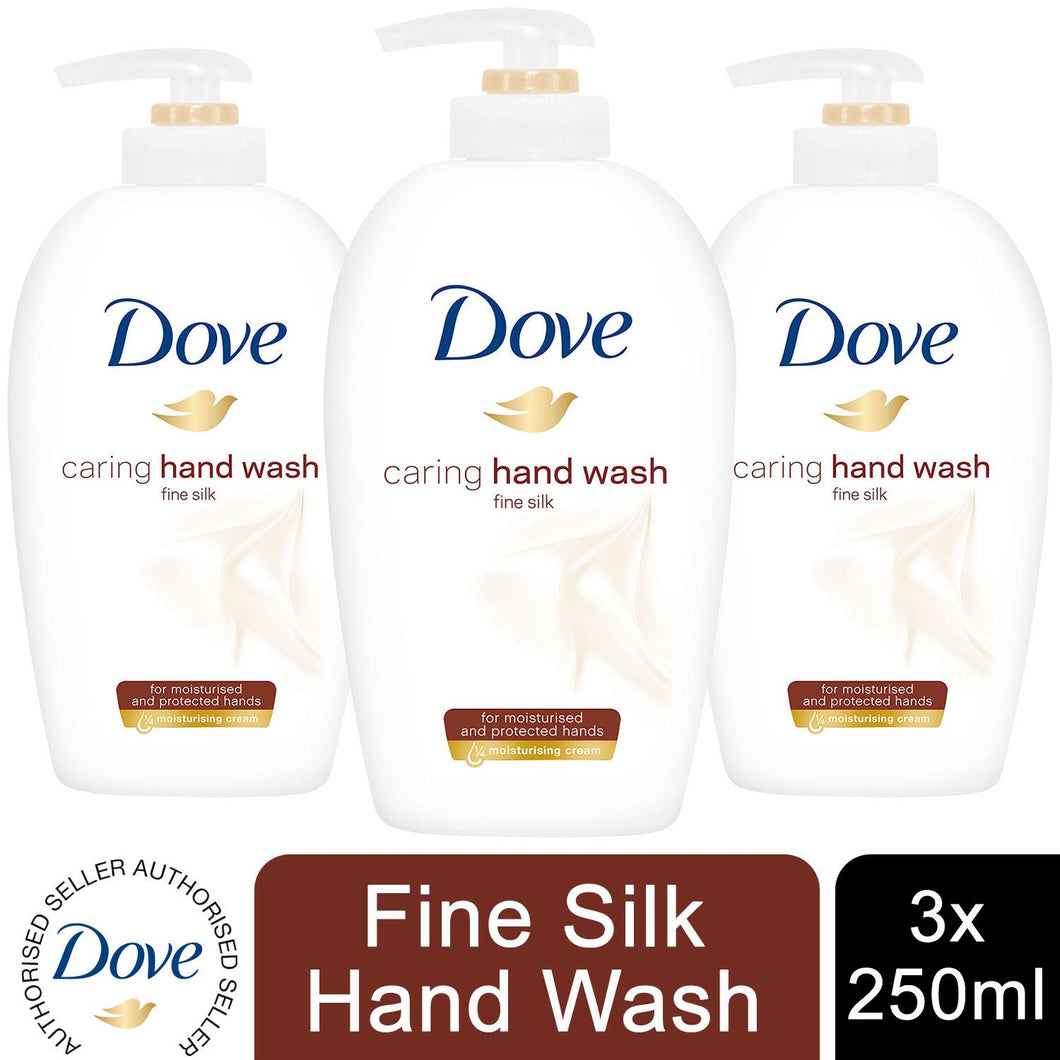 3x of 250ml Dove Fine Silk Caring Hand Wash for Moisturised and Protected Hands