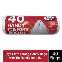 Load image into Gallery viewer, Tidyz Extra Strong Handy Bags With Tie Handle for 15L Pedal Bin Roll of 40