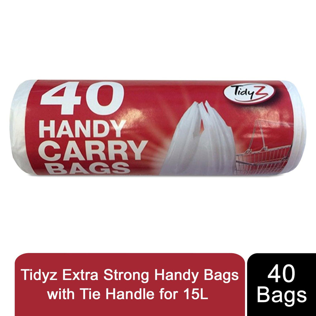 Tidyz Extra Strong Handy Bags With Tie Handle for 15L Pedal Bin Roll of 40