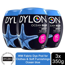 Load image into Gallery viewer, DYLON Washing Machine Fabric Dye Pod, Ocean Blue, 3 Packs of 350g