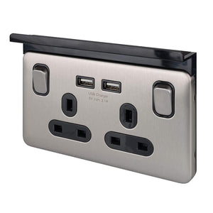 Schneider Electric Lisse Screwless Deco - Double Socket Surround, with Phone Holder Shelf, Spacer