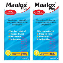 Load image into Gallery viewer, 2pk Maalox Plus Antacid &amp; Heartburn Relief Oral Suspension Lemon Flavour, 250ml