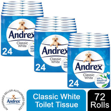 Load image into Gallery viewer, Andrex Toilet Roll Classic White Fragrance-Free 2 Ply Toilet Paper, 72 Rolls