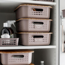Load image into Gallery viewer, SmartStore Basket Recycled 20 Taupe Storage Box 13L With Brown Bamboo Lid