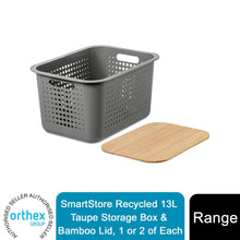 Load image into Gallery viewer, 1 or 2 of Each SmartStore Storage Basket 13L Taupe With Brown Bamboo Lid