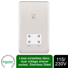 Load image into Gallery viewer, Schneider Lisse Shaver Socket Dual Voltage 115/230V GGBL7090WSSS Stainless Steel