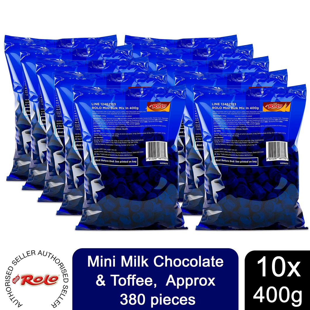 Nestle Rolo Mini Milk Chocolate & Toffee 400g, Approx 380 pieces, 10 Pack