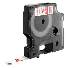 Load image into Gallery viewer, DYMO Labels Self Adhesive D1 12mm x 7mm Red Print on White Tape Authentic