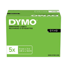 Load image into Gallery viewer, DYMO Vinyl Labels Embossing Tape Red Green or Blue 9mm x 3m Each 3 Rolls