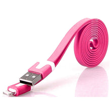 Load image into Gallery viewer, GVC 1 Metre Tangle Free Flat USB to 8 Pin Cable for Syncing &amp; Charging, Pink