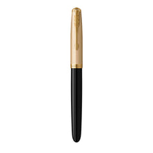 Load image into Gallery viewer, Parker 51 Fountain Pen Delux Black Medium 18k Gold Nib Black Ink Gift Box