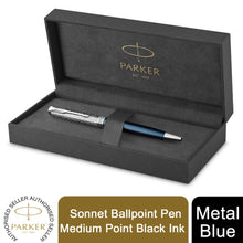 Load image into Gallery viewer, Parker Sonnet Ballpoint Pen Premium Metal 18K Gold Nib Black Ink Gift Box