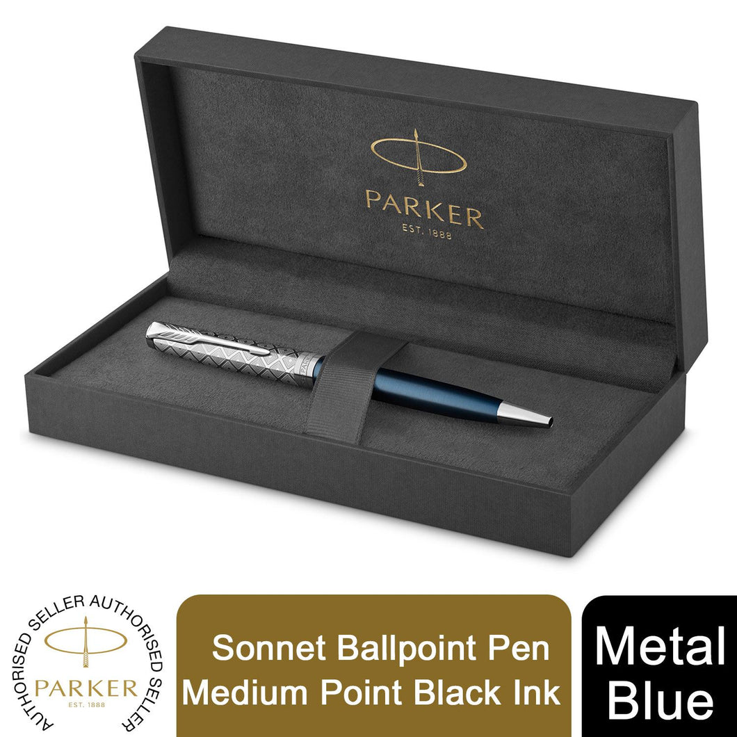 Parker Sonnet Ballpoint Pen Premium Metal 18K Gold Nib Black Ink Gift Box