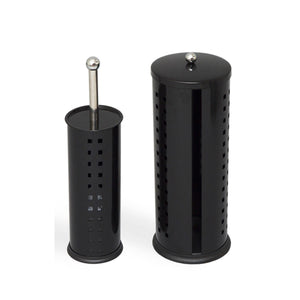 Harewood Toilet Roll and Toilet Brush Holder Home Office Accessory, Black