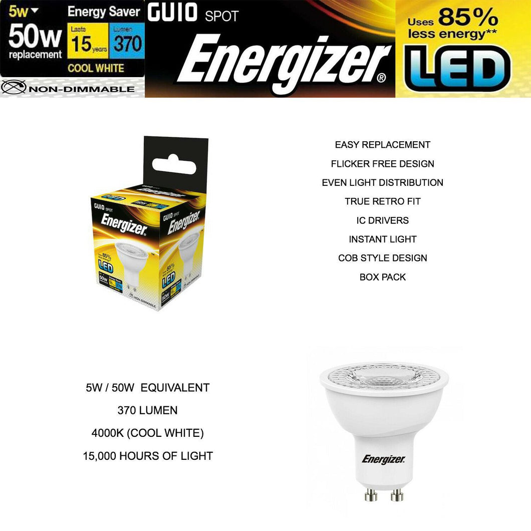 ENERGIZER LED S8825 GU10 370LM Energy Saving Bulbs