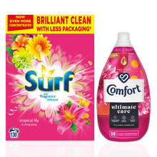 Load image into Gallery viewer, Laundry Bundle 1x130W Surf Laundry Powder &amp; 1x58W Comfort Fabric Conditioner