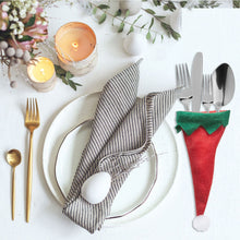Load image into Gallery viewer, Set Of 4 Elf Hat Cutlery Holders On Backing Card