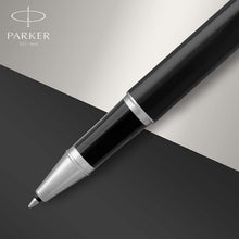 Load image into Gallery viewer, Parker IM Rollerball Pen Black Lacquer Fine Point Black Ink Gift Box
