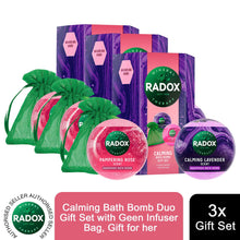 Load image into Gallery viewer, Radox Calming Bath Bomb Duo Gift Set with Geen Infuser Bag, Gift for her