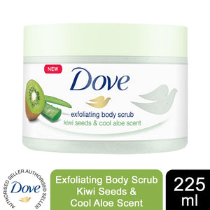 Dove Exfoliating Body Polish Kiwi & Cool Aloe Body Scrub 225ml, 3pk or 6pk