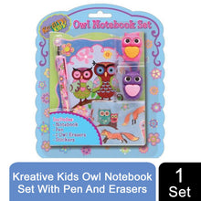 Load image into Gallery viewer, Kreative Kids Owl Notebook Set With Pen And Erasers Classroom School Stationery
