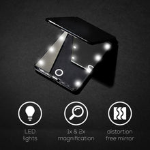 Load image into Gallery viewer, Envie Makeup Handheld Vanity Mirror with LED Lights and Magnifying Mirror, Black