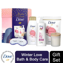 Load image into Gallery viewer, Dove Winter Love Bath &amp; Body 6pcs Gift Set For Her with Soy Candle &amp; Eye Mask