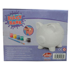Tobar Paint Your Own Ceramic Piggy Bank with Brush & Six Paints For Ages 5Years+