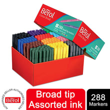 Load image into Gallery viewer, Berol Colouring Pens Felt Tip Assorted  Colours Broad Point 1.2mm Pack of 288