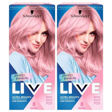 Load image into Gallery viewer, 2x Schwarzkopf Live Ultra Brights Semi-Permanent Colour Hair Dye, P123 Rose Gold