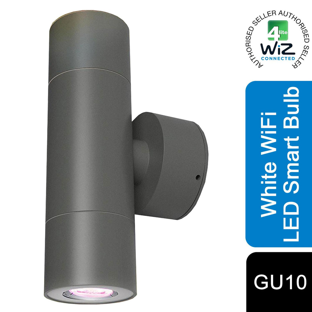 4lite WiZ Connected Smart Bulb GU10 with Modern Outdoor up and Downlight Case