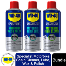 Load image into Gallery viewer, WD-40 Specialist Motorbike Bundle, Chain Cleaner, Lube, Wax &amp; Polish Each 400ml