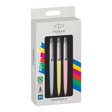 Load image into Gallery viewer, Parker Ballpoint Pen Blue Yellow Pink 50s Finishes Medium Point Blue Ink 3Pack