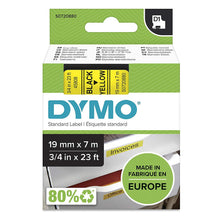 Load image into Gallery viewer, DYMO Labels Self Adhesive D1 19mm x 7mm Black Print on Yellow Tape Authentic