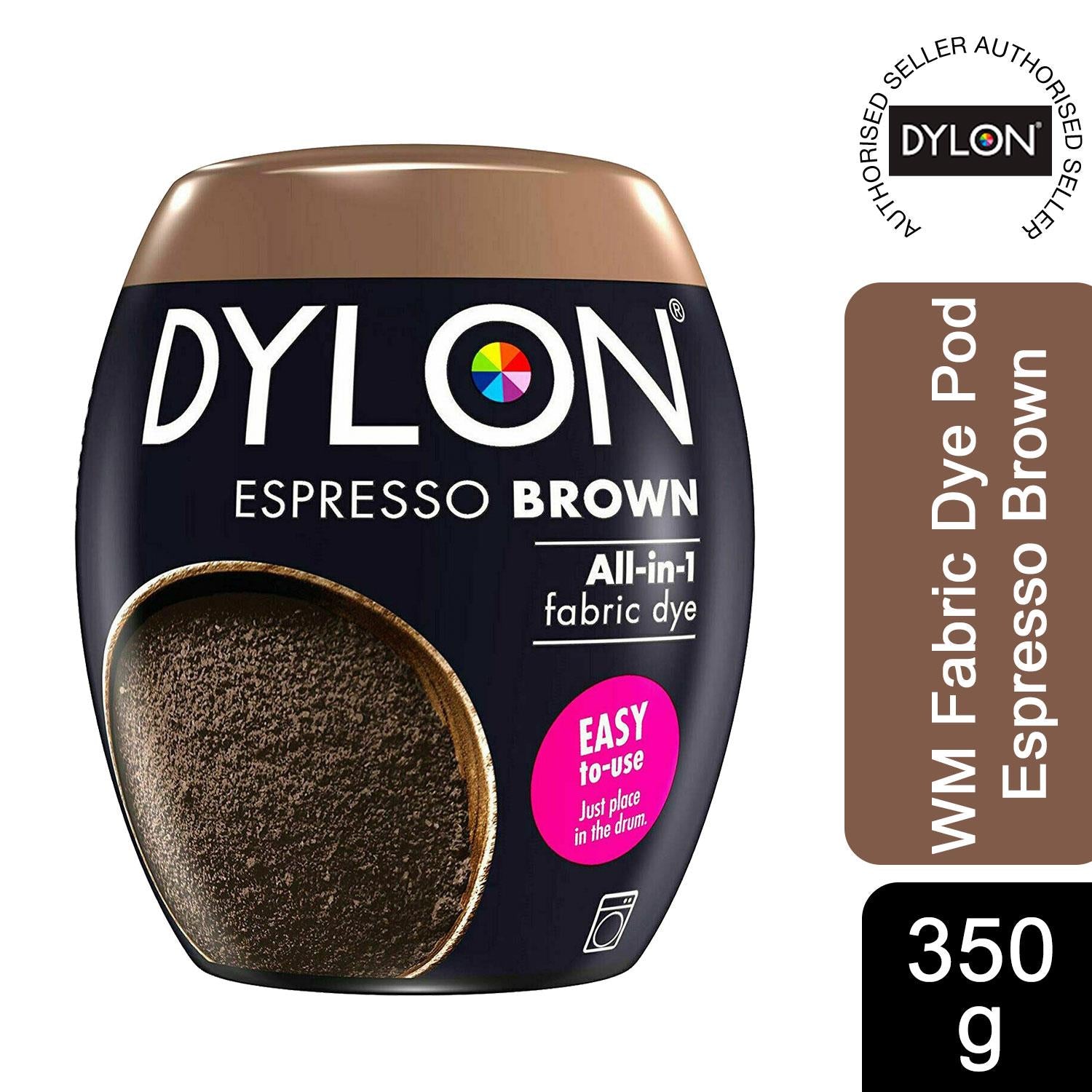 DYLON Washing Machine Fabric Dye Pod, Espresso Brown, 1pk of 350g