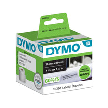 Load image into Gallery viewer, DYMO Address Labels Self Adhesive LW 260 Large 36mm x 89mm Black Print on White