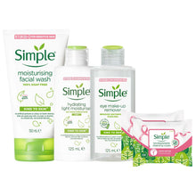 Load image into Gallery viewer, Simple Bundle of Bio wipes, Eye Make-up Remover, Face wash &amp; Light Moisturiser